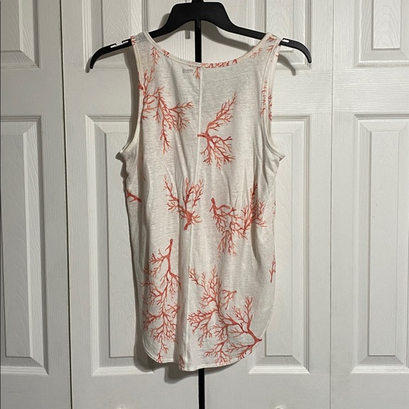 Old Navy off white & coral linen blend lightweight tank top blouse shirt LARGE - Picture 3 of 8